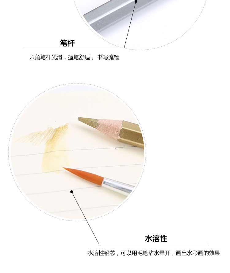 晨光mg文具24色水溶性彩色铅笔学生美术绘画填色内含画笔六角杆红筒装
