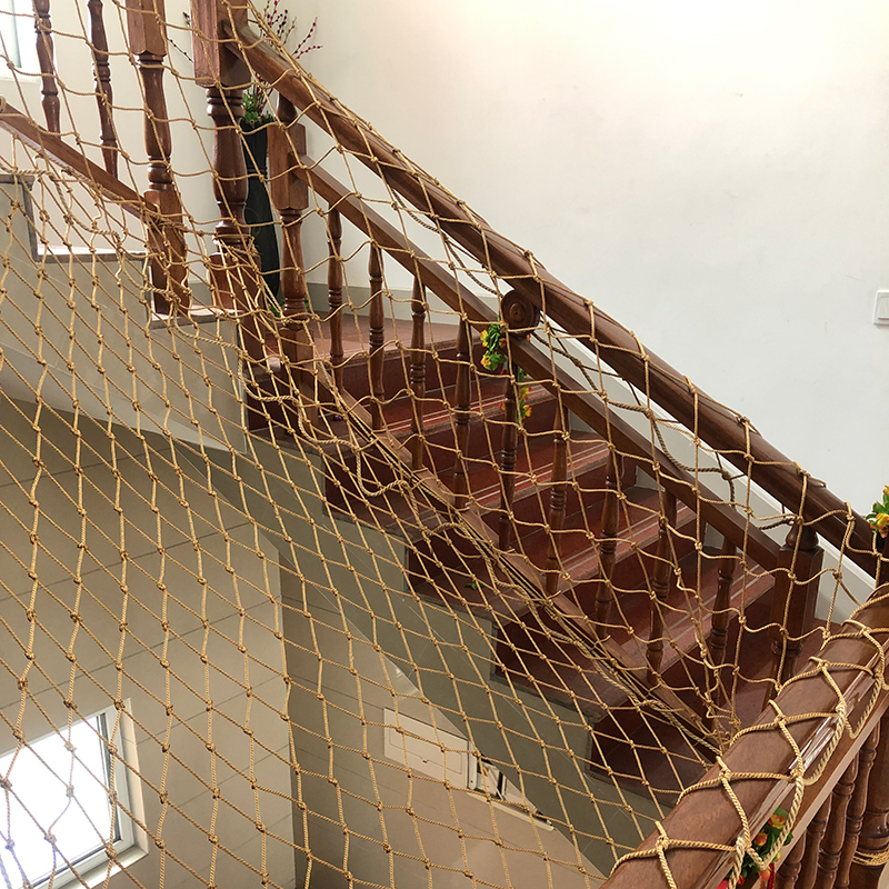 儿童安全网楼梯防护网阳台防坠网麻绳网彩色装饰网建筑尼龙隔离网